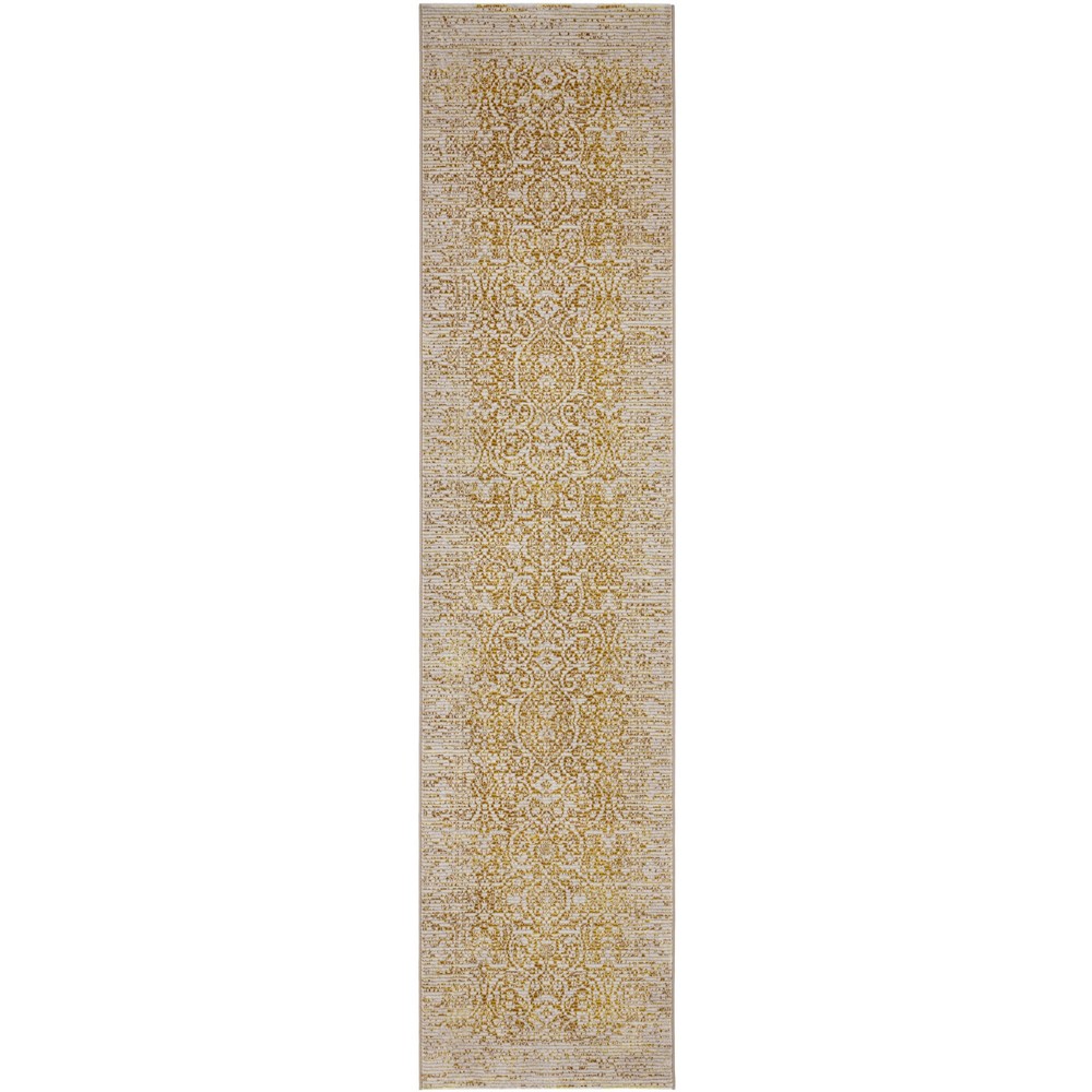 Grandeur Runner Rugs in Gold Damask